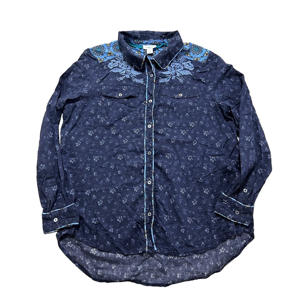 Sundance Women's L Joyous Day Button Down Western Embroidered Boho Top - Picture 2 of 8